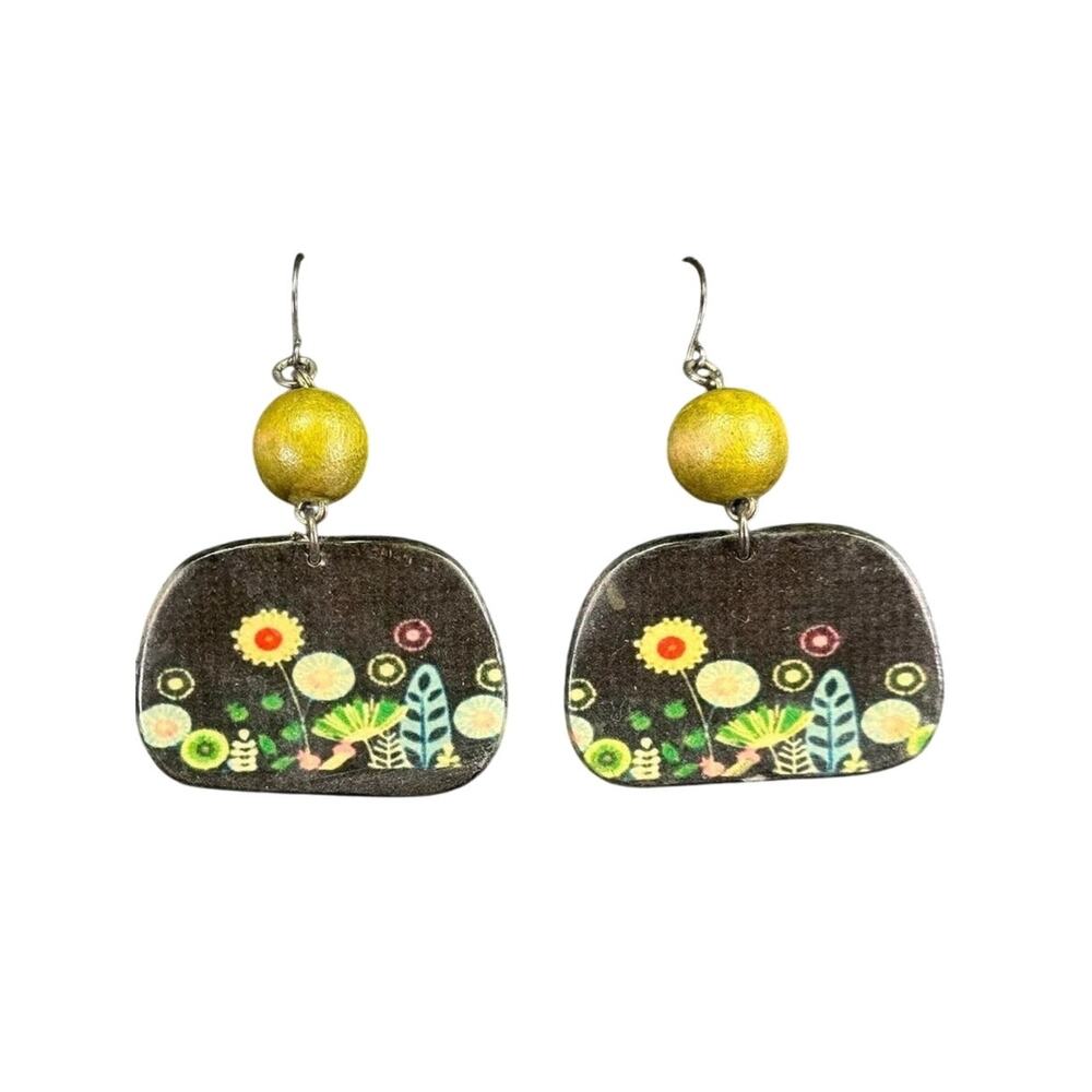 Vintage Retro Flower Power Dangle Drop Boho Scandinavian Earrings